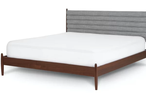 Torino Walnut Upholstered Grey Bed