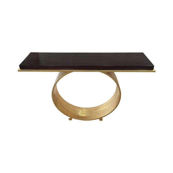 Aurora Console Table Brown Gold Front View