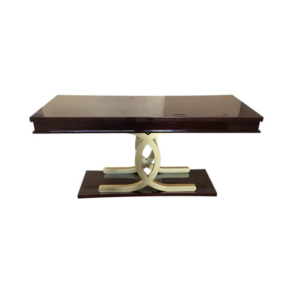 Azaro Wooden Brown and Brass Rectangular Dining Table
