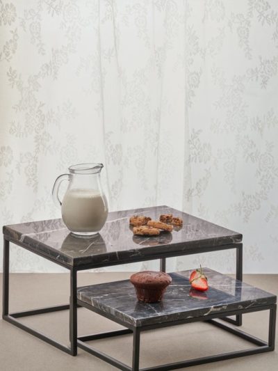 Black Stainless Steel Rectangle Tray-Black Marble Top
