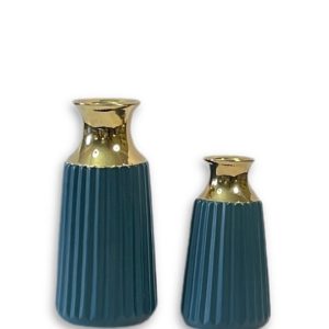 Blue Porcelain Vases With Gold Top-Full Set