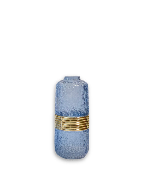 Glass Blue And Gold Vases Set Of 2-Small
