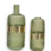 Glass Green and Gold Vases Set of 2 1