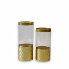 Gold Cylinder Glass Vases Set Of 2-Full Set