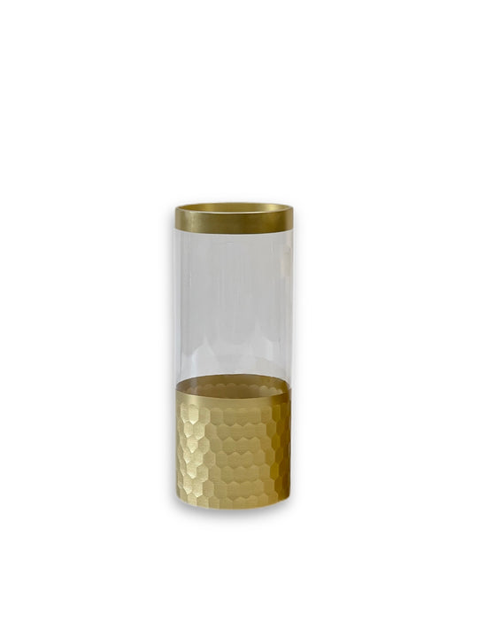 Gold Cylinder Glass Vases Set Of 2-Large