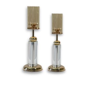 Gold Glass Candle Holders Set Of 2-Full Set
