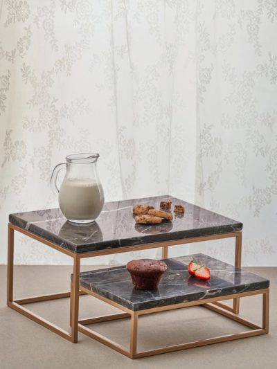 Gold Stainless Steel Rectangular Tray-Black Marble Top