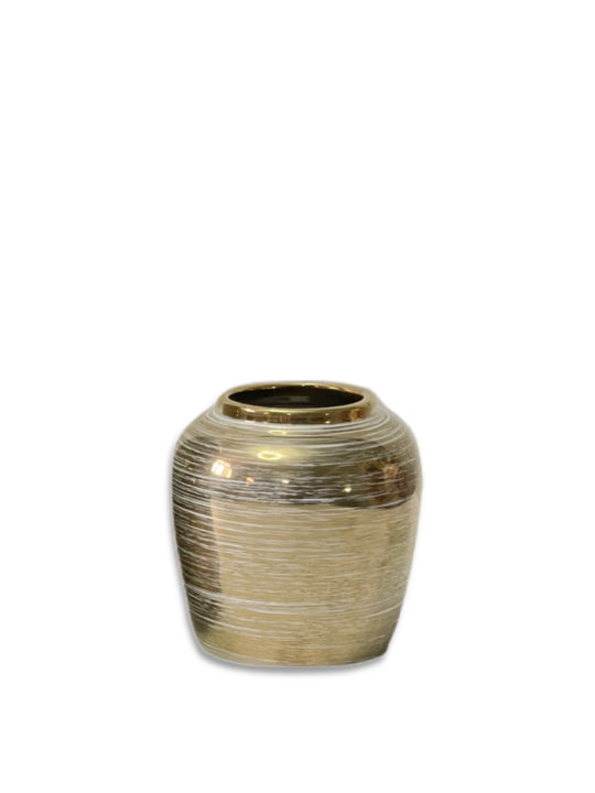 Porcelain Mirrored Gold Vases Set Of 2-Small