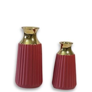 Porcelain Red And Gold Vases-Full Set