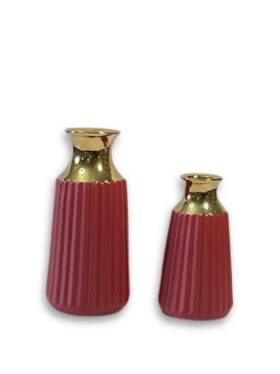 Porcelain Red And Gold Vases-Full Set