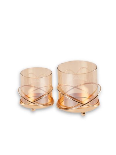 Rose Gold Candle Holders Set Of 2