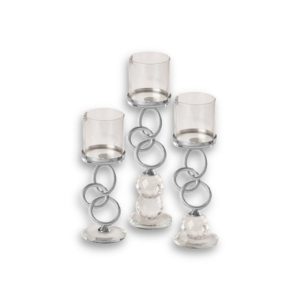 Silver Glass Candle Holders Set Of 3