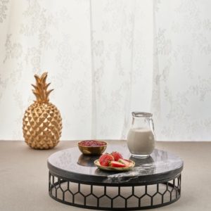 Stainless Black Circle Tray-Black Marble Top