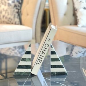 White And Green Marble Bookends