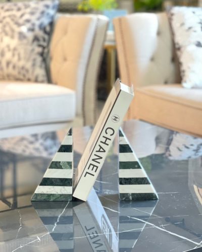 White And Green Marble Bookends