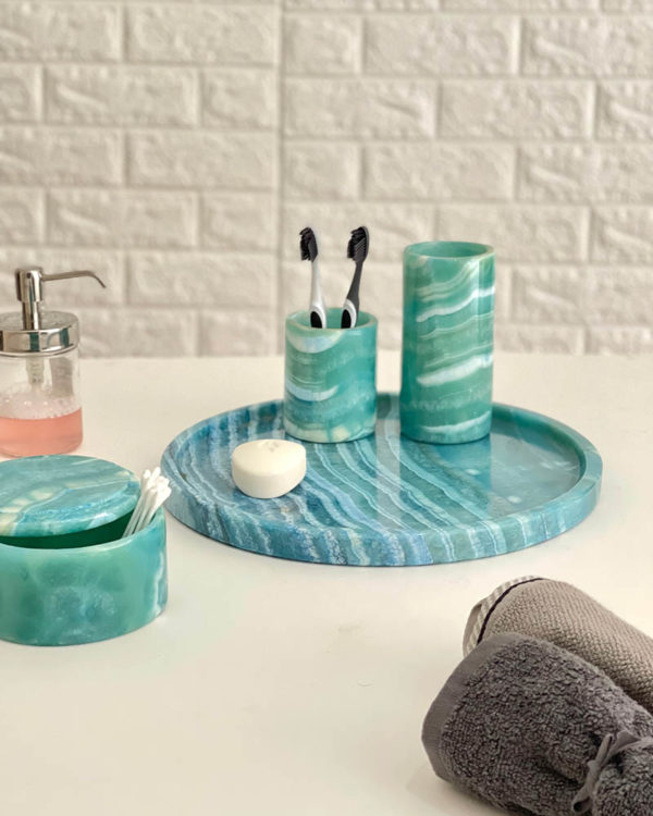 Bathroom Blue Marble Set