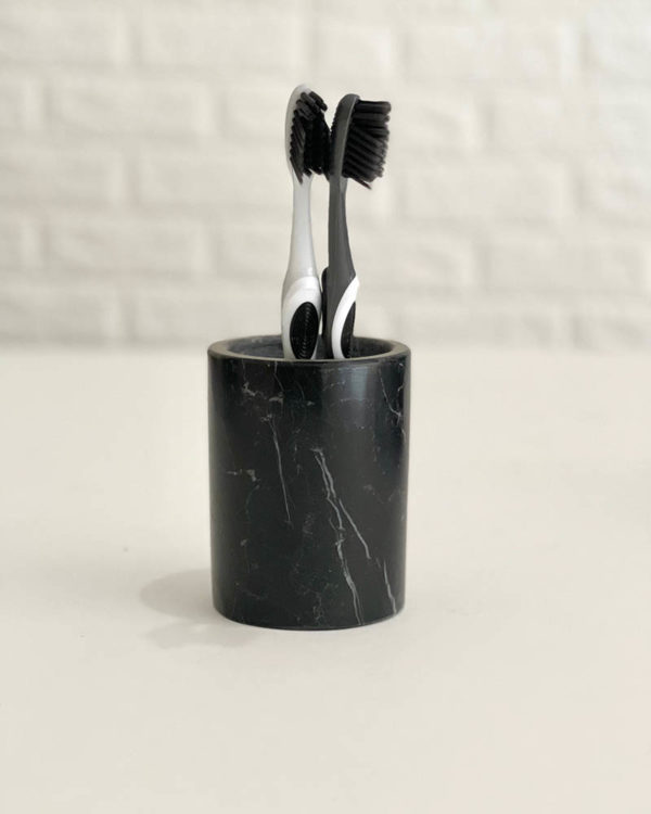 Black Marble small brush holder