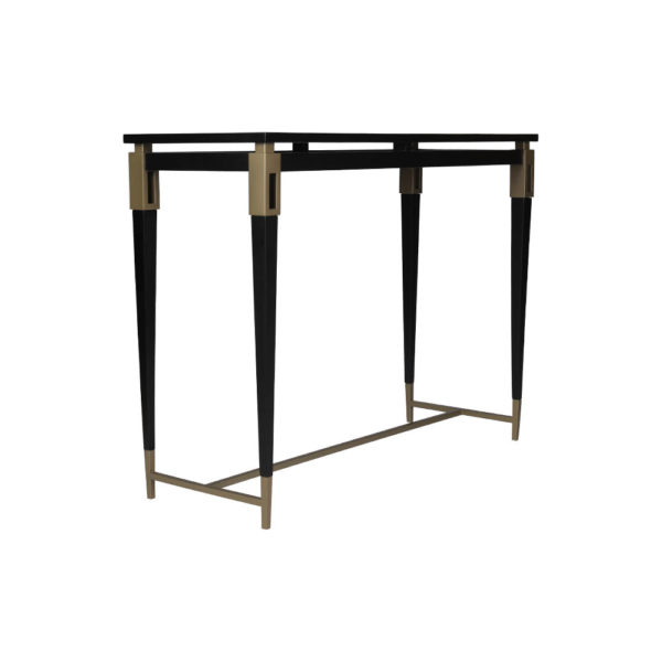 Ida Wood Top Console Table with Stainless Steel Legs Side