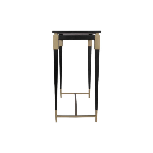 Ida Wood Top Console Table with Stainless Steel Legs Side View