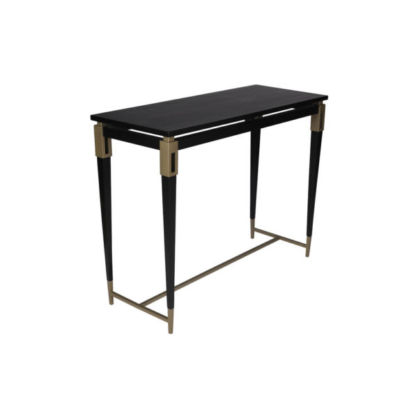 Ida Wood Top Console Table with Stainless Steel Legs Side View