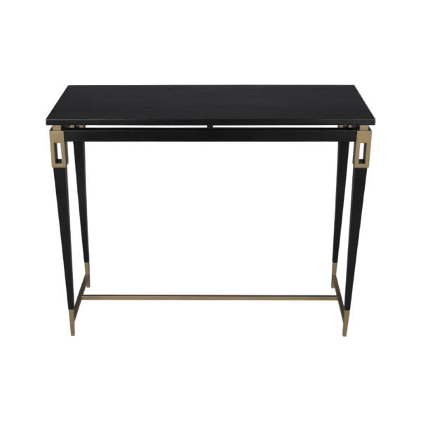 Ida Wood Top Console Table with Stainless Steel Legs Top View