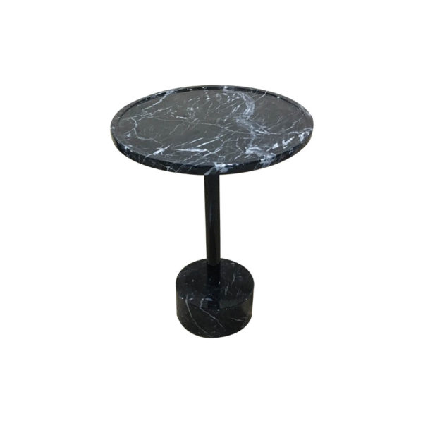 Mila Round Black Natural Marble Side Table