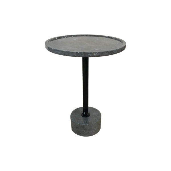 Mila Round Gray Natural Marble Side Table