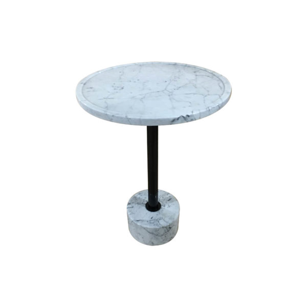Mila Round White Natural Marble Side Table