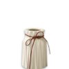 Porcelain White Matte Vase with Brown Ribbon 1