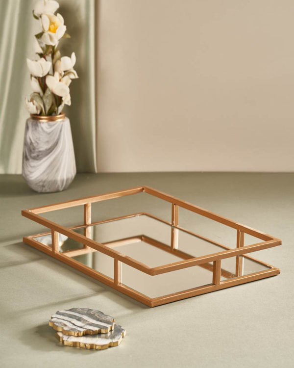 Steel rectangular tray Champagne Gold