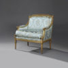 Blue Louis XVI Armchair with Café Gold Wooden Frame 1