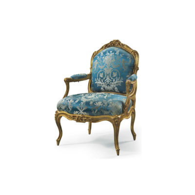 vintage blue armchair with silver pattern