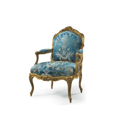 vintage blue armchair with silver pattern