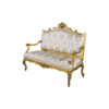 Vintage Two Seater Sofa with Golden Wooden Frame 1