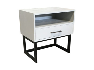 Ascot Bedside Table Grey with Black Metal Base
