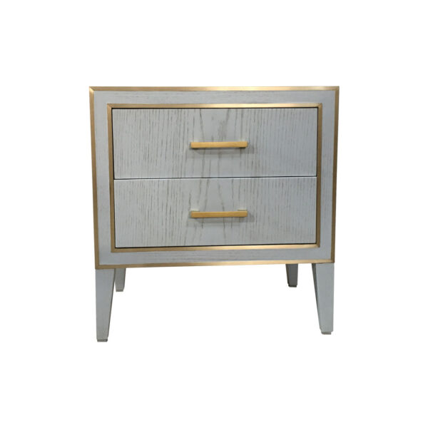 Emma Grey Bedside Table with Brass Inlay