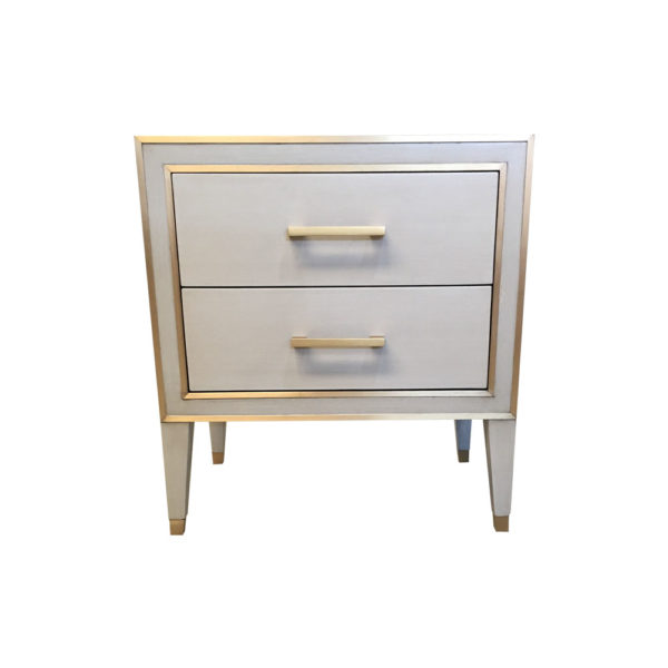 Emma Light Gray Bedside Table with Brass Inlay