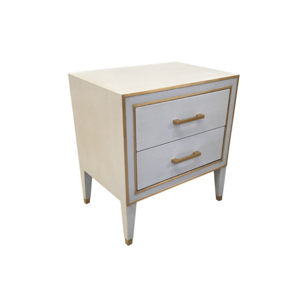Emma Light Gray Bedside Table with Brass Inlay