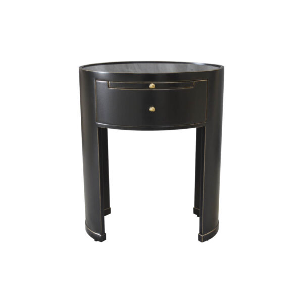 Rosa Wood Bedside Table with Glass Top Black