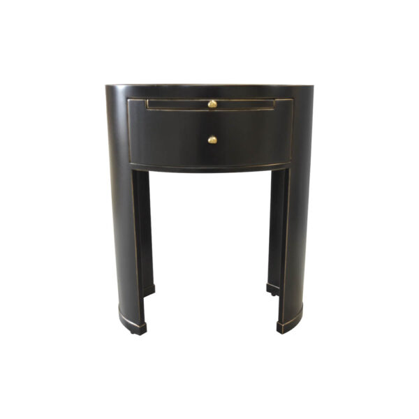 Rosa Wood Bedside Table with Glass Top Black