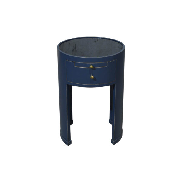 Rosa Wood Bedside Table with Glass Top Blue