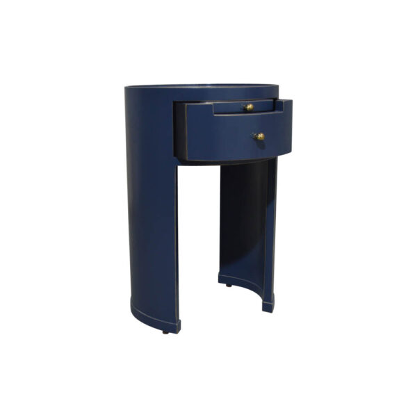Rosa Wood Bedside Table with Glass Top Blue