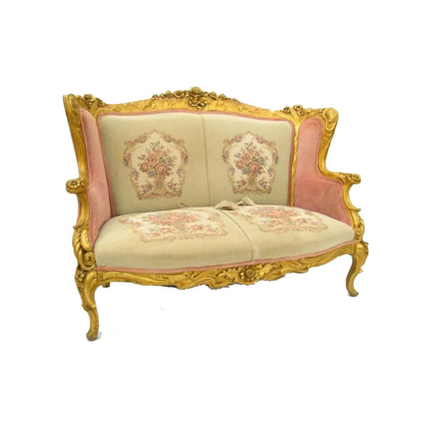 pink _ biege french velvet sofa