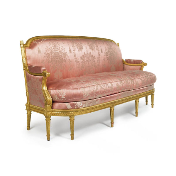 pink vintage sofa with golden frame