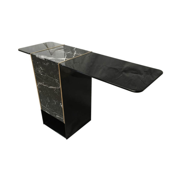 Sylvan Black Wood and Marble Console Table Side View