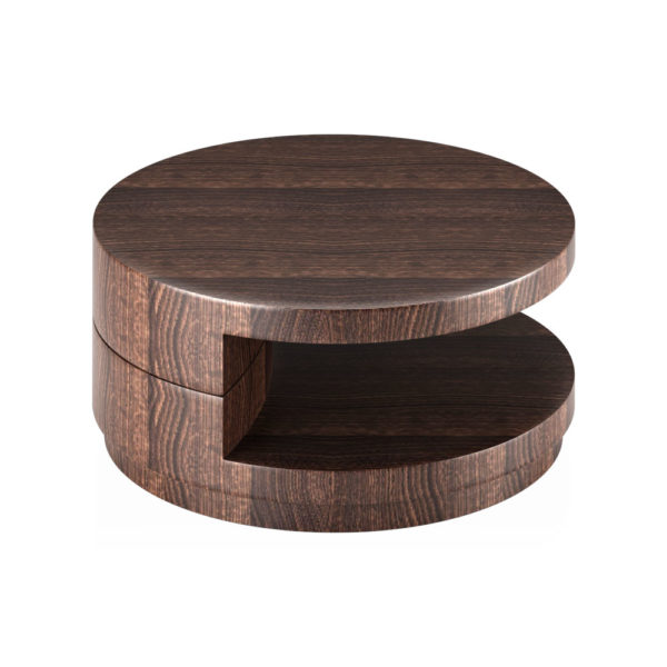 Aberdeenshire Circle Wooden Coffee Table with Brown Veneer Inlay