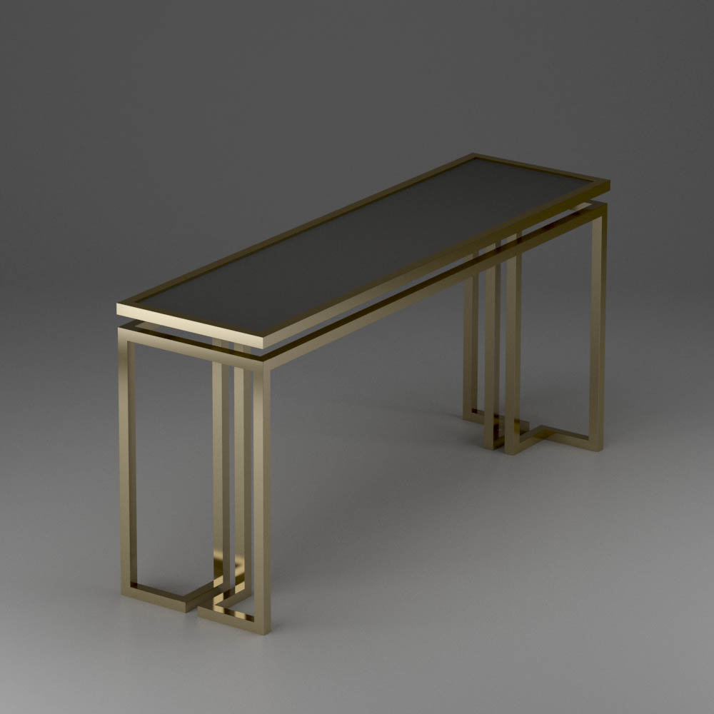Ettrick Stainless steel with Glass Top Console Table