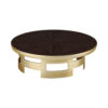 Leicestershire Circle Metal and Wooden Coffee Table with Veneer Inlay 1