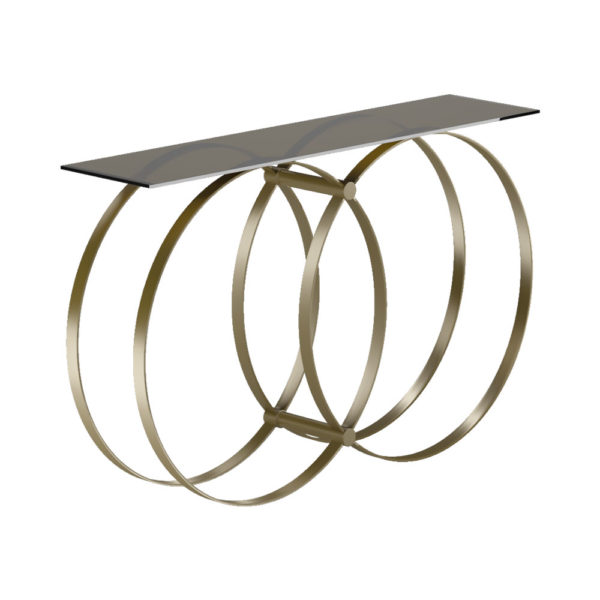 Manchester Glass and Circles Golden Metal Console Table