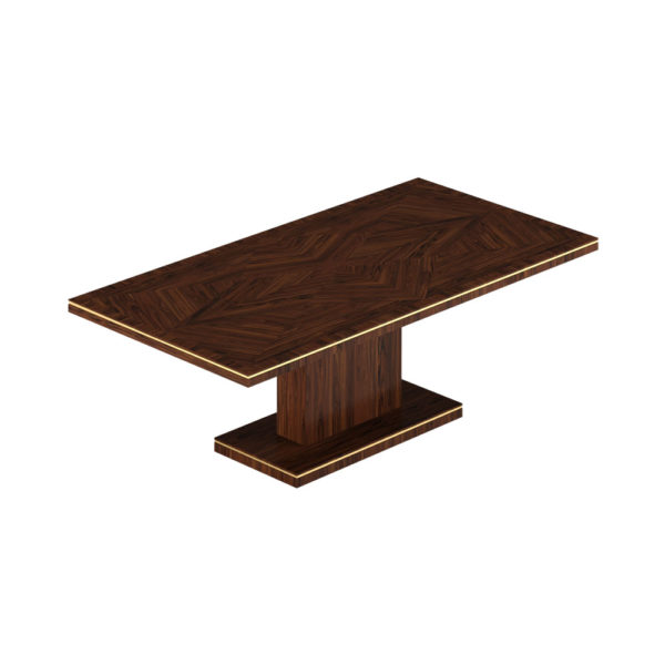 Norfolk Brown Wooden Dining Table with Veneer Inlay